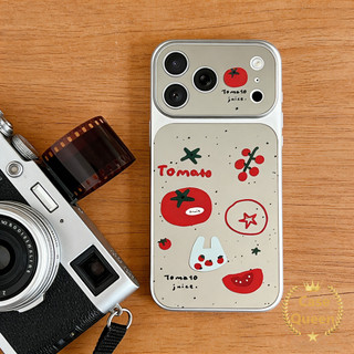 Phim hoạt hình đơn giản dễ thương Vỏ gương trang điểm cà chua tương thích cho IPhone Air 13 15 11 16 17 12 14 Pro Max XR X XS Max 15 16 14 Plus Vỏ mới sáng tạo hợp thời trang