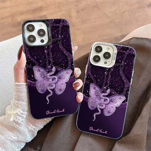 Ốp Lưng Cho Redmi Note 14 13 12 11 10 14C 13C 12C 11A 10C 9C A3 A2 A1 C75 C65 C61 C55 C31 X7 X6 M6 13T 14T Pro Mạ Acrylic IMD Case Hình Bướm Tím CYIM159