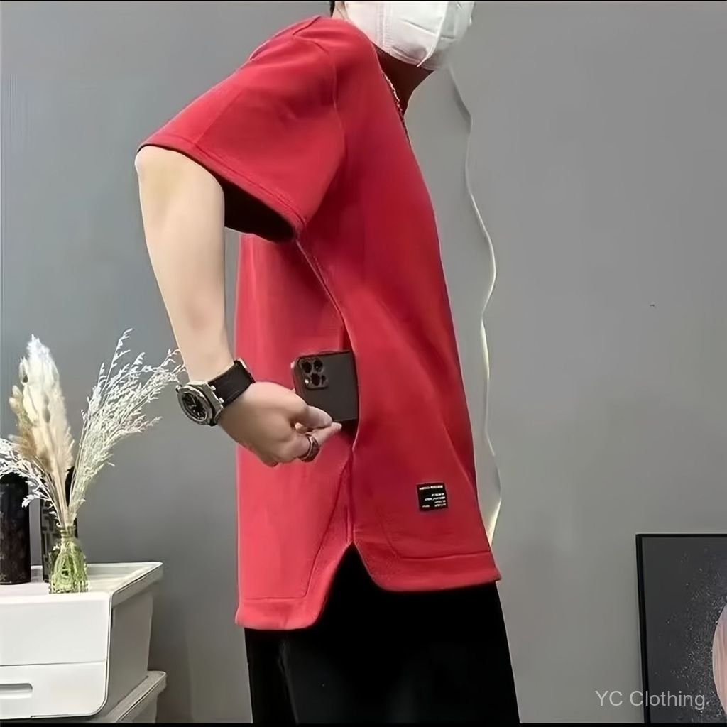 Áo thun nam ngắn tay mới mùa hè, dáng rộng vừa vặn, cỡ lớn, có túi ẩn, áo thun nam mát mẻ và thoáng khí