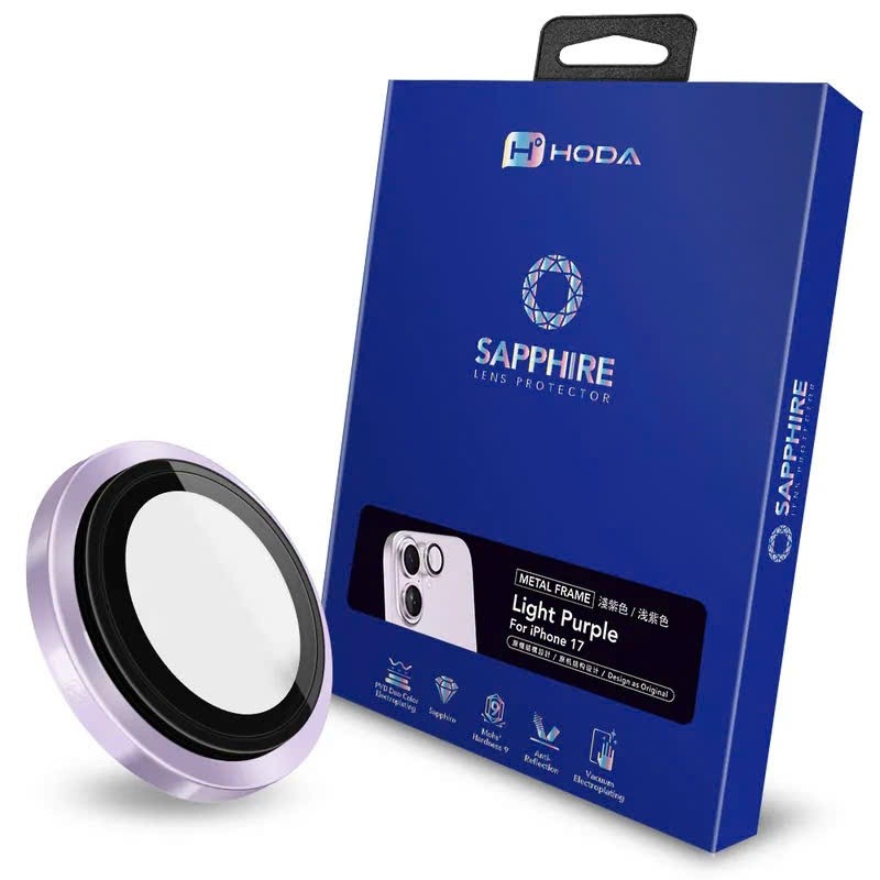 [Chính Hãng] Cường Lực 2 Mắt Camera Hoda Sapphire iPhone 17/16/15 Plus - Kính Mohs 9 Chống Xước, Viền Titanium