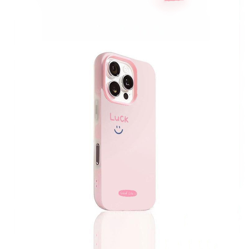 Mặt cười may mắn Vỏ điện thoại dành cho iPhone 14 15 16 13 12 11 Pro Max Xs Max XR 17 Air Vỏ iPhone màu hồng