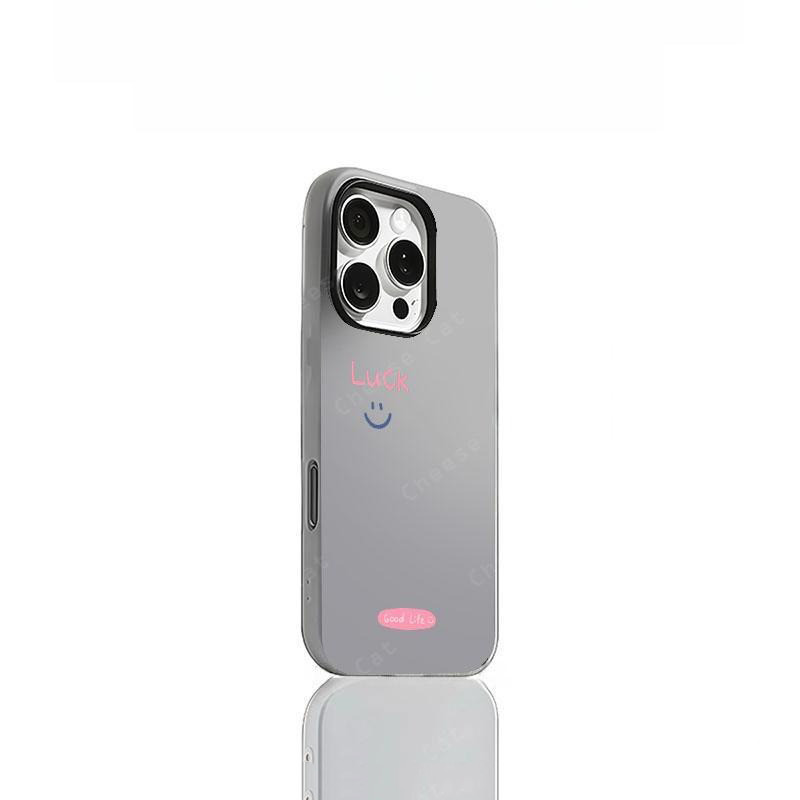 Mặt cười may mắn Vỏ điện thoại dành cho iPhone 14 15 16 13 12 11 Pro Max Xs Max XR 17 Air Vỏ iPhone màu hồng