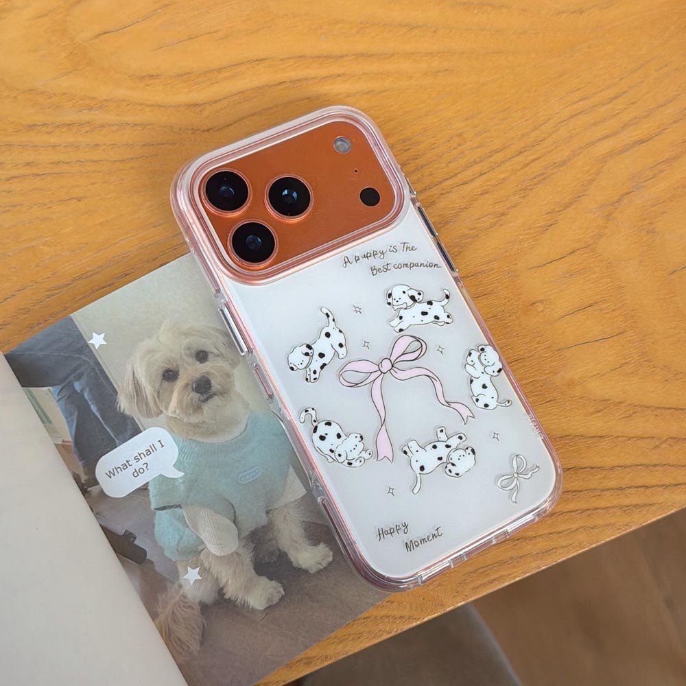 Ốp Lưng Cứng Tương Thích Với iPhone 13 14 14Pro 14ProMax 15 15Pro 15ProMax 16 16Pro 16ProMax 17 17Pro 17ProMax Vỏ Họa Tiết Chó Nơ