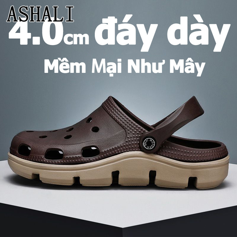 ASHALI Dép Đế Cao Đi Biển Đế Dày Chống Trượt Phong Cách Mới 2025 Cho Nam Dép