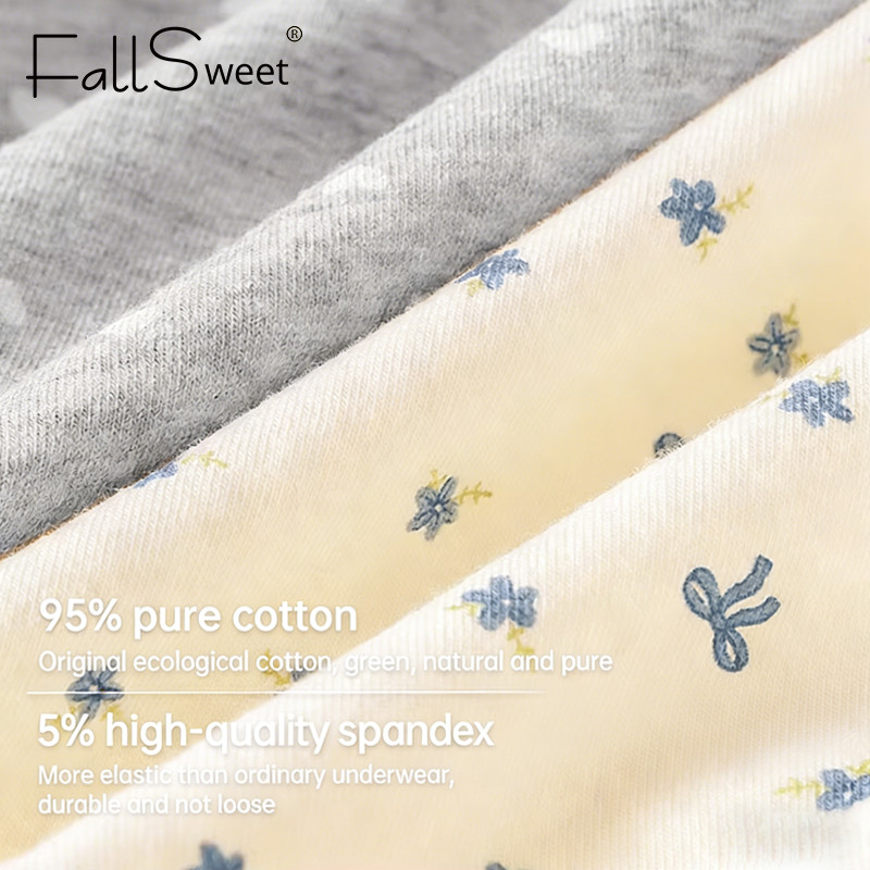 FallSweet Combo 5 Boxer Nữ Bông, Thiết Kế Eo Cao, Phong Cách Thoải Mái, Hợp Size Plus