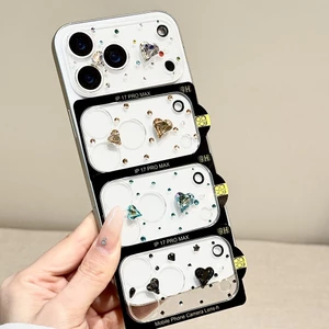 Miếng Dán Ống Kính IPhone 17 Pro max Miếng Dán Bảo Vệ Trái Tim Tình Yêu 16pro Hấp Phụ Tĩnh Điện Màu Rỗng Kim Cương 15 PM Chống Sốc 14 Phim Bảo Vệ Camera