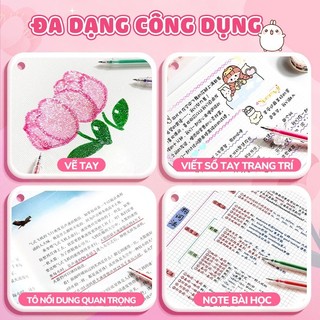 Set 12 Bút Highlight Nhũ Kim Tuyến – Màu Lấp Lánh, Viết Nổi Bật, Trang Trí Vở, Bullet Journal Siêu Đẹp