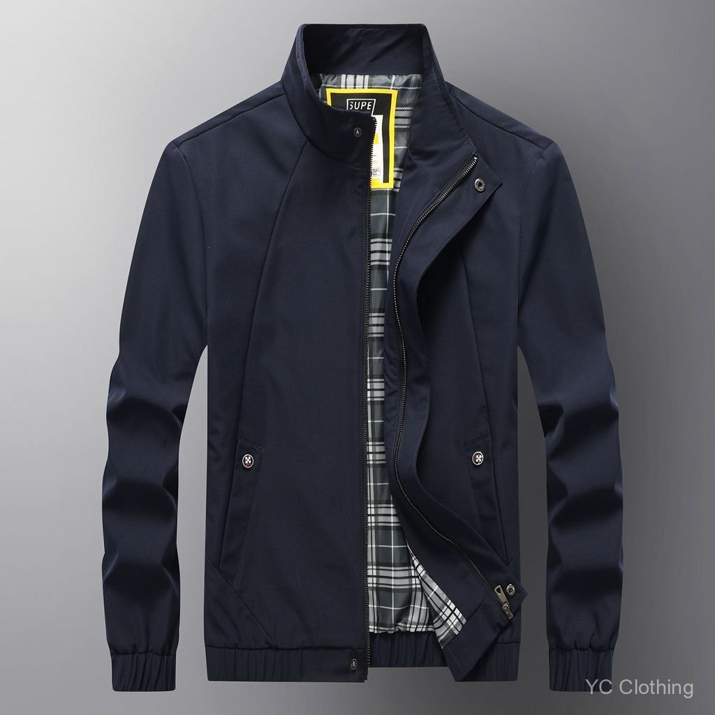 Áo Khoác Cổ Đứng Slim Fit Polyester Thoáng Khí, Phù Hợp Mùa Xuân và Thu