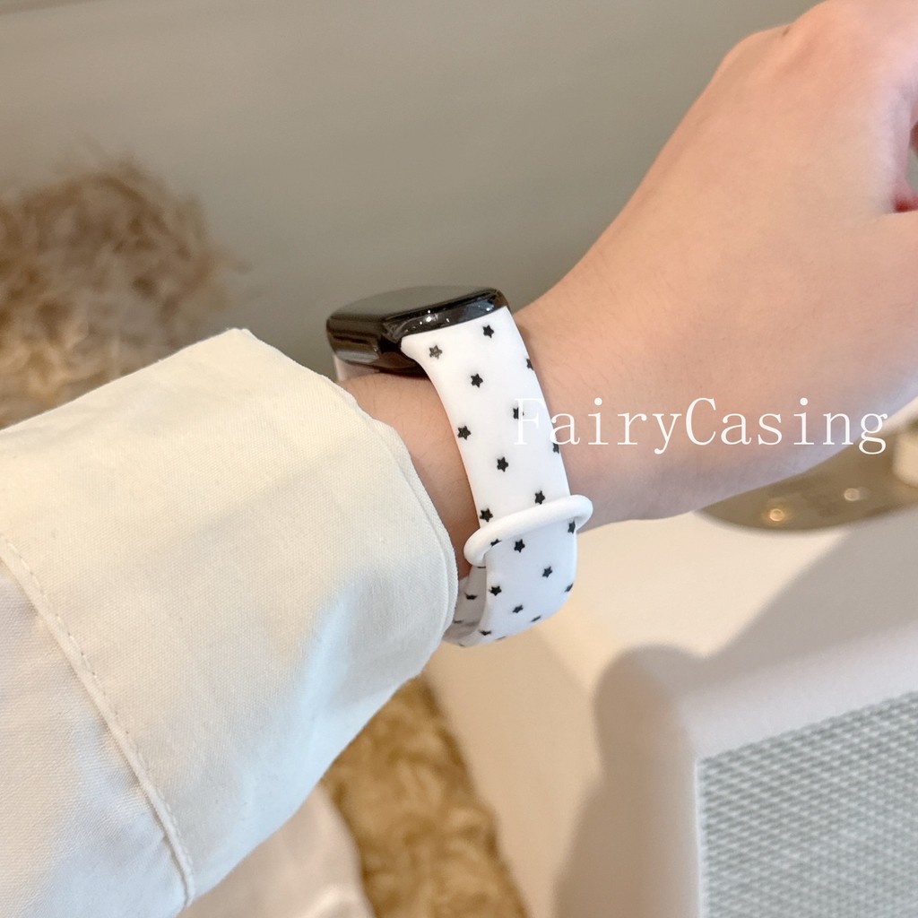 Ngôi Sao In Hình Dây Đeo Silicon Cho Xiaomi Mi Band 10 9 8 Dây Đeo NFC Vòng Tay Pulseira Cho Xiaomi Band 9 Phụ Kiện Thể Thao