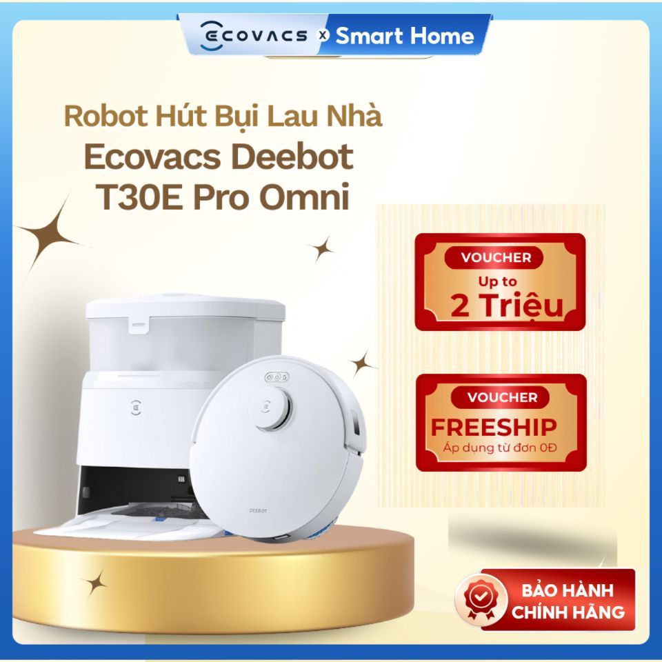 Robot hút bụi lau nhà Ecovacs Deebot T30e Pro Omni 11.000Pa - Pin 5200mAh