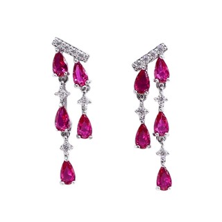 Châu Âu Mỹ ins Phong Cách Mới Bông Tai Tua Rua Corundum Đỏ Nữ
