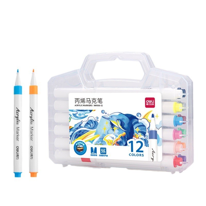 Deli Bút Acrylic 24 màu 1 đầu, xếp chồng, 48 màu, DIY