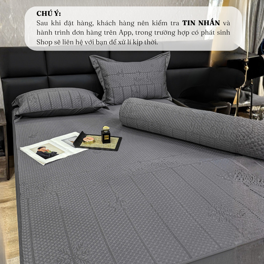 (CDH2634) Bộ ga gối 4 món kèm vỏ ôm mang tông màu sang trọng, tinh tế Memminbedding chất liệu băng lạnh hợp dùng mùa hè