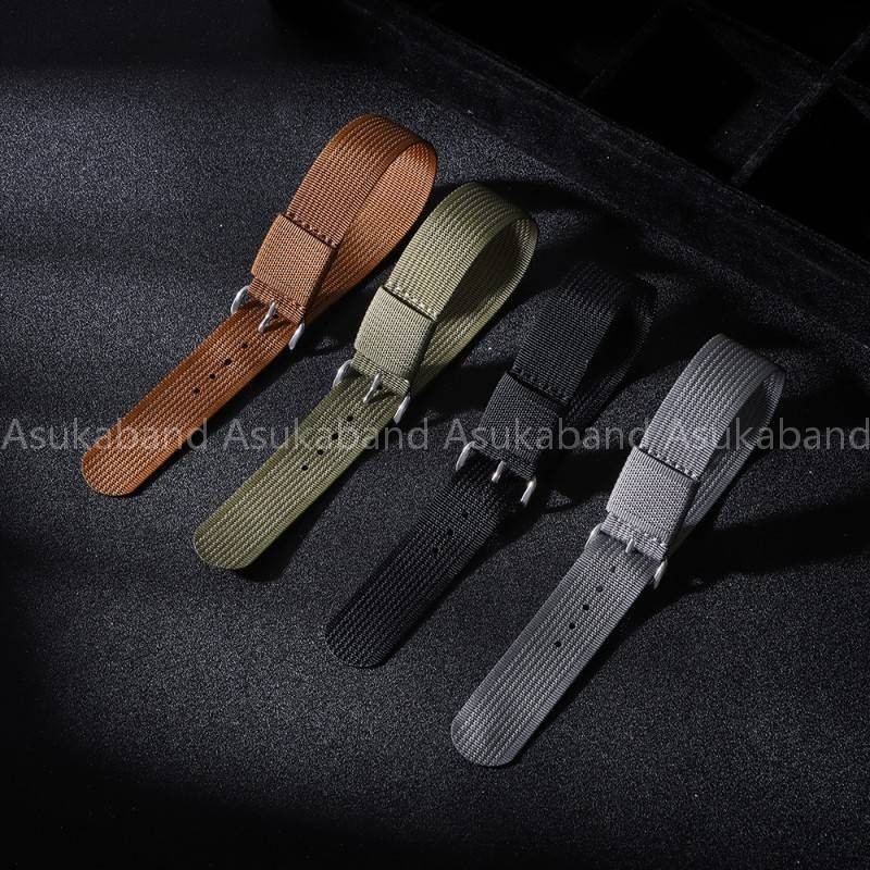 Dây đeo đồng hồ NATO nylon mỏng 20-22mm, dệt một vòng đơn, mềm, thể thao đa năng, cho nam nữ – nâu, đen, xanh, xám