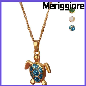 Vòng cổ Choker MERIGGIARE, Vòng cổ mặt dây chuyền rùa bằng thép không gỉ dễ thương, Vòng cổ chuỗi hạt hợp thời trang đặc biệt chất lượng cao Phụ kiện thông thường