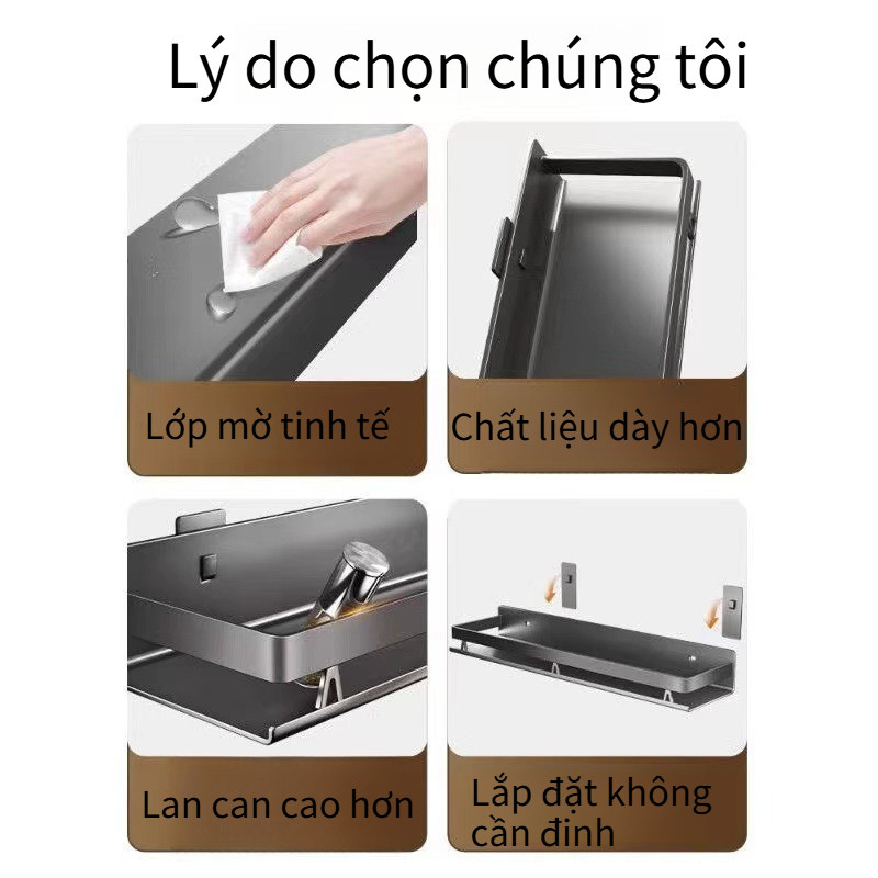 Kệ Gia Vị Nhà Bếp Đa Năng – Thép Carbon Chống Gỉ, Lắp Dán Tường Chắc Chắn, Chịu Lực Tốt, Giữ Bếp Gọn Gàng