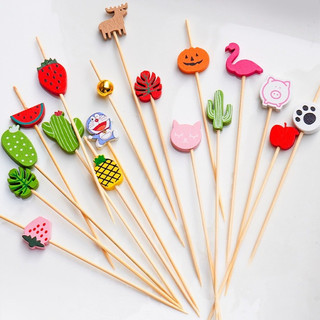 Dùng Một Lần Trái Cây Dính Tre Thanh Hoa Dính Nĩa Trái Cây Sushi Dính Nĩa Sáng Tạo Cocktail Dính Snack Stick