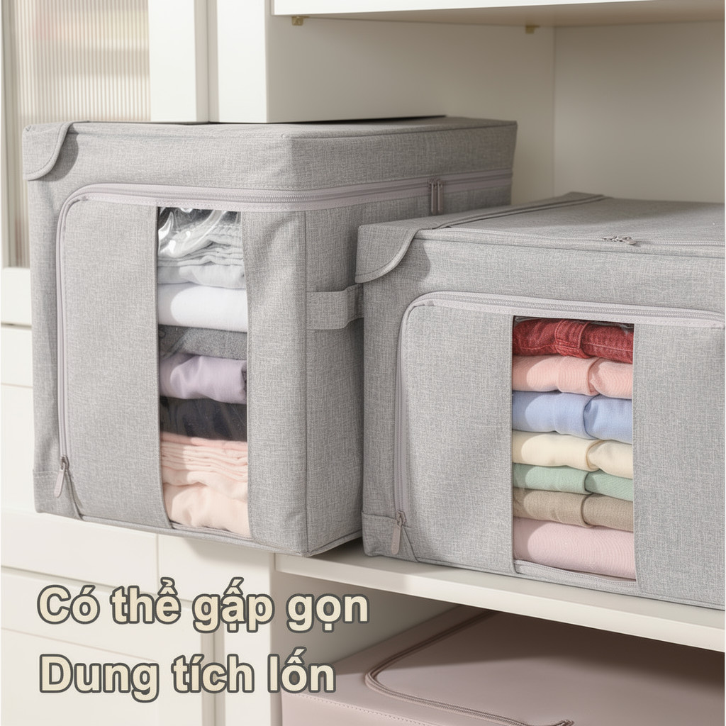 Hộp đựng quần áo khung thép gấp gọn chống bụi chống nước dung tích lớn 100 lít