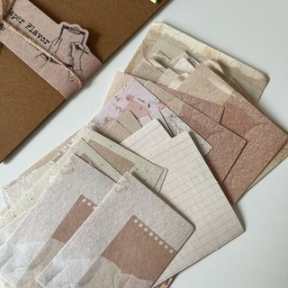 Set giấy note retro junk journal Paper Time Mocard kèm clipboard