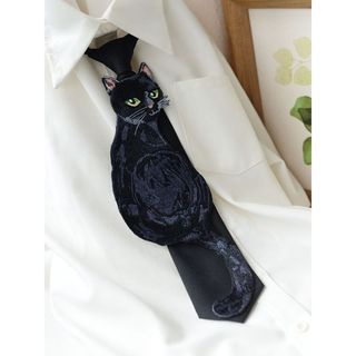 Mèo Đen Creative Tie - phù hợp cho nam và nữ, thiết kế nơ áo sơ mi