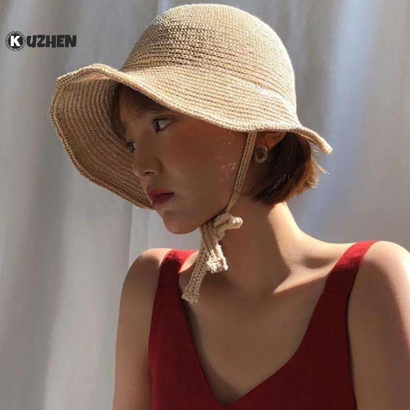 Mũ chống nắng vải lanh cho nữ, thiết kế cloche viền rộng, trendy mùa hè