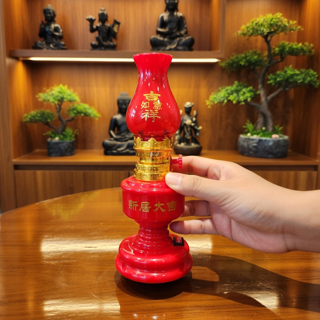 Cặp Đèn Thờ LED Đa Năng Dùng Pin  Màu Đỏ - Đèn Trang Trí Bàn Thờ Gia Tiên, Thần Tài, Thờ Phật