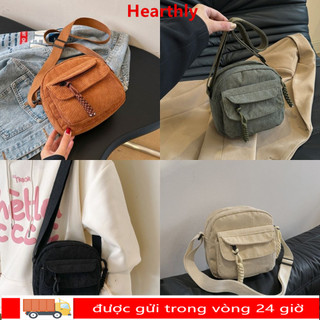 Túi đeo vai HEARTHLY, Túi xách vuông nhỏ vải nhung đa năng, Dây kéo thời trang Phụ kiện du lịch nhiều lớp Túi đeo chéo dành cho nữ