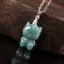 Vòng cổ mặt dây chuyền Hello Kitty ngọc bích nước xanh LanCengGe dành cho nữ - Chất liệu cổ đá cao - Trong suốt - Khắc hoạt hình - Dây chuyền bạc - 3 gói - 28135.6mm - Bù một giả