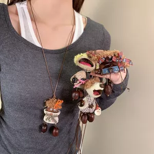 Phong Cách Bão Handmade Chắc Chắn Vỏ Búp Bê Miệng Lớn Gấu Vòng Cổ Niche Sáng Tạo Dễ Thương Vòng Cổ Trang Sức Chữa Bệnh Chuông Gió Quà Tặng 4.18