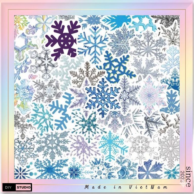 100 sticker bông tuyết dán trang trí noel chống nước tốt