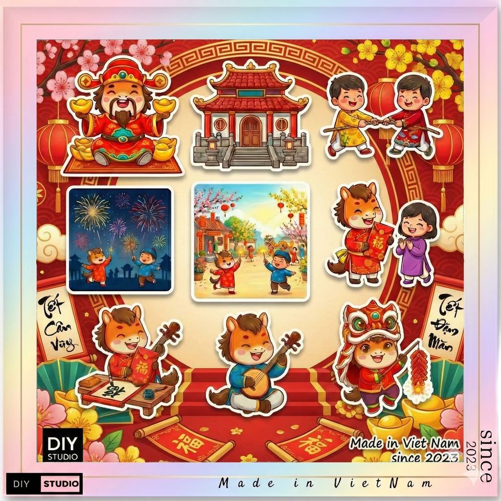 [TẾT 2026] BỘ 100 STICKER NGỰA BÍNH NGỌ - MAY MẮN, TÀI LỘC - DECAL CHỐNG NƯỚC TRANG TRÍ CAO CẤP