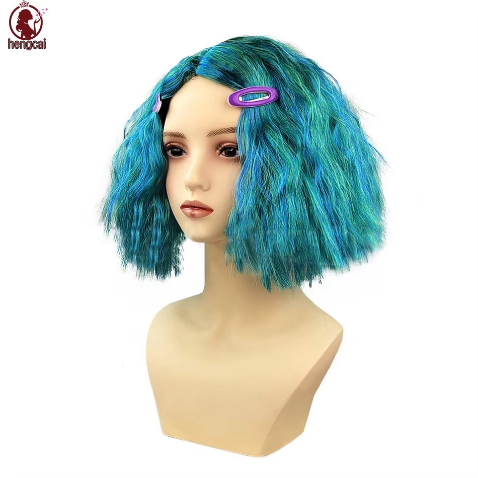 Cosplay tóc giả Inside Out màu xanh - phù hợp cho sự kiện Halloween và buổi hòa nhạc