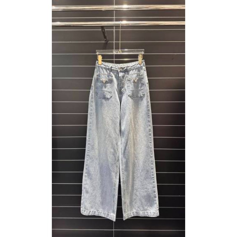 Quần Denim ống rộng lưng cao mới dành cho nữ