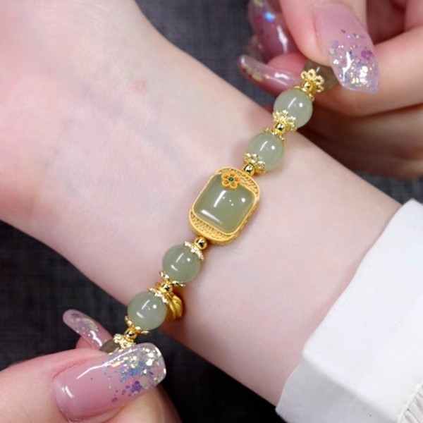 Mới! Vòng tay hình sen đính hạt đá, dây xích vuông - Quà tặng tình bạn dành cho bé gái