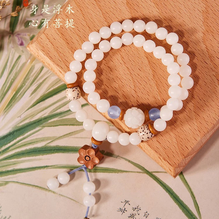 Vòng tay Bồ đề ngọc trắng, phong cách đáng yêu từ Trung Quốc