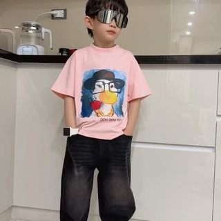[DOU DOU KID- AP62) Áo Thun Trẻ Em Con Vịt Đeo Kính Size 14-45kg,Chất Vải Hữu Cơ