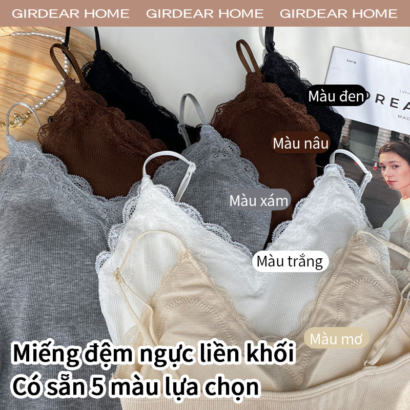 Girdear Home Phong Cách Hàn Quốc Áo hai dây ren quyến rũ thời trang nữ cổ chữ V không tay có đệm, GH70