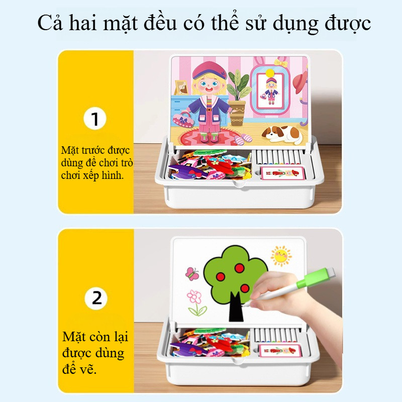 Đồ Chơi Xếp Hình Nam Châm 2 Mặt, Giáo Dục Sớm Montessori, Phát Triển Trí Tuệ Sáng Tạo Cho Bé 1 Tuổi Trở Lên