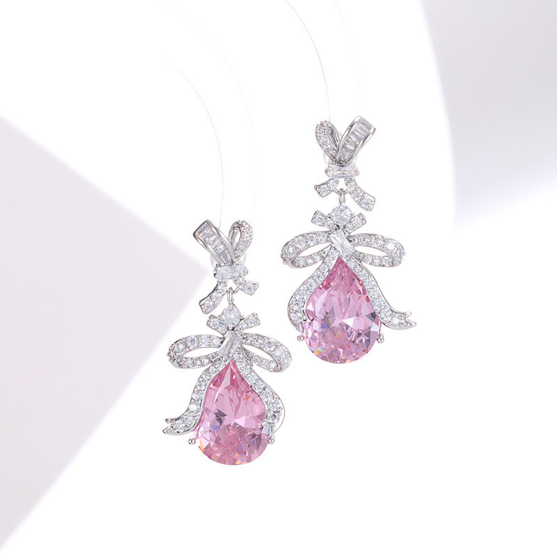 Bông tai zircon nơ cao cấp nhẹ sang trọng