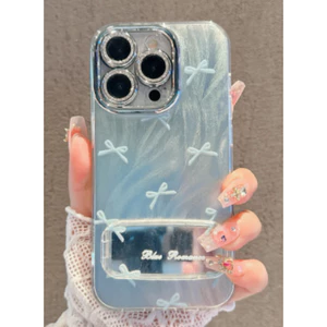Ốp lưng iPhone Nơ màu xanh dương kim tuyến Cho iPhone 16 Promax 15 11 12 13 14plus xr xsmax 16plus