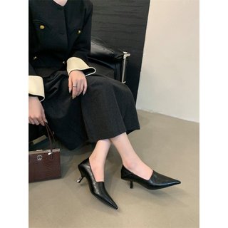 Giày Cao Gót Nữ Mũi Nhọn Gót Chân Slip-On Nông Miệng 35-41