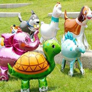 Bóng bay hoạt hình ASDFGER, có bánh xe Thiết kế hoạt hình Bóng bay lá, Phim nhôm khủng long Động vật đứng Hình dạng động vật Bóng bay động vật Quà tặng dự tiệc