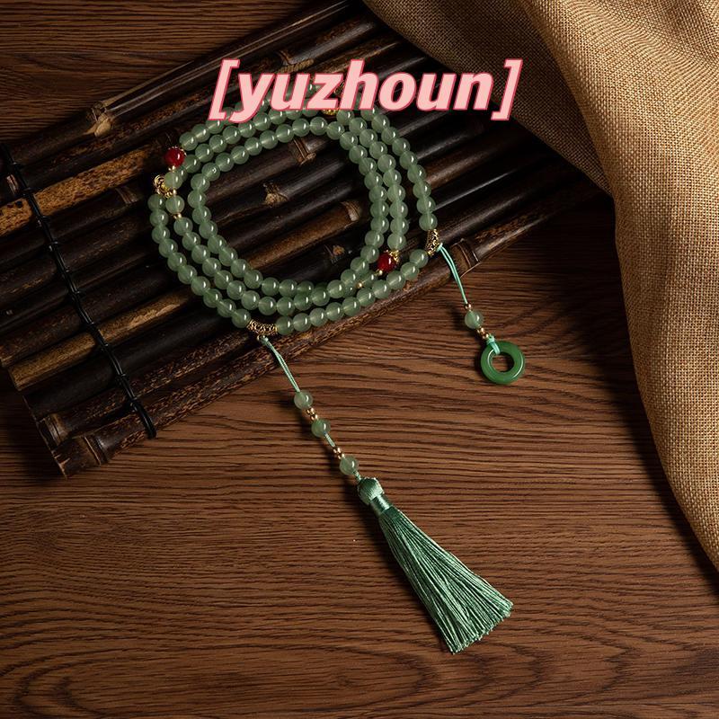 Vòng cổ hạt pha lê xanh phong cách Trung Quốc Phật giáo,ideal làm quà tặng