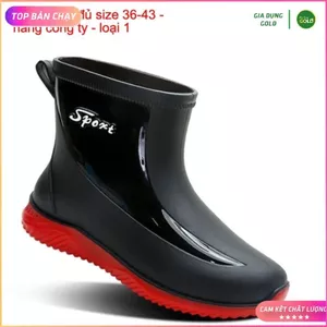 Ủng ngắn đi mưa, size 36-43, đế cứng, lý tưởng cho làm vườn và phượt.