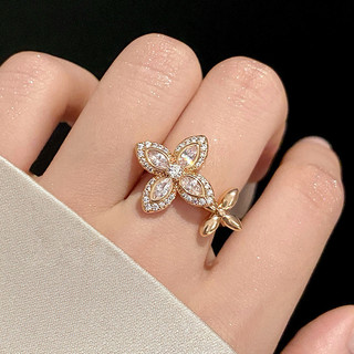 Châu Âu Mỹ ins Phong Cách Mới Zircon Hoa Mở Nhẫn Nữ
