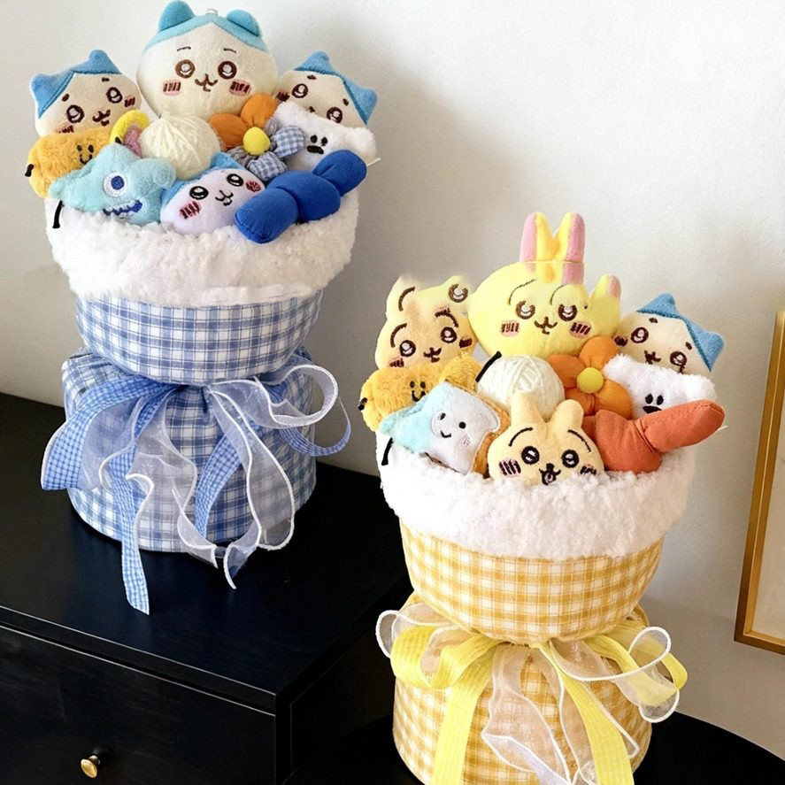 Chiikawa Usagi Hachiware Búp Bê Hoa Bó Hoa Chiikawa Handmade Sang Trọng Búp Bê Bó Hoa Bé Gái Quà Tặng Trang Trí Phòng