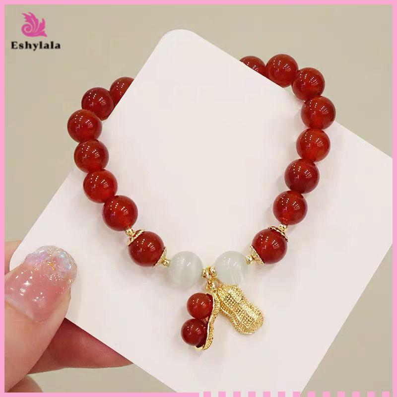 Vòng tay may mắn năm mới Hạt đỏ Đậu phộng Charm Lắc tay Trang sức phong cách Trung Quốc [MỚI]