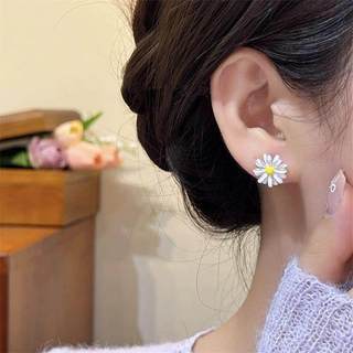 Bông tai S925 bạc phong cách Hàn Quốc, hoa cúc nhỏ ngọt ngào nhiều màu sắc