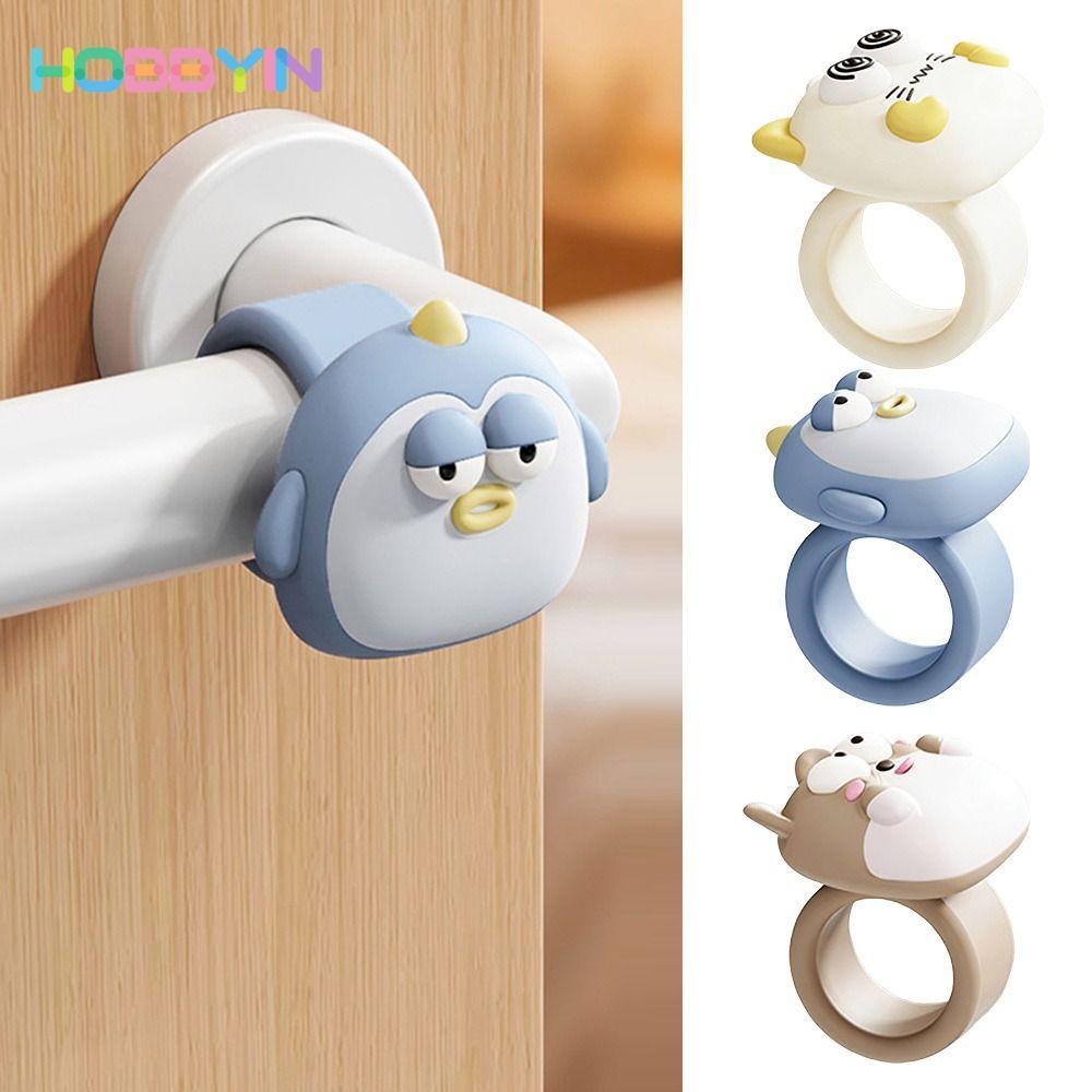Tấm chắn tác động tay nắm cửa HOBBYIN, Nút chặn cửa chống sốc hoạt hình, Tấm bảo vệ tường im lặng không đục lỗ bằng silicon dễ thương để trang trí phòng ngủ