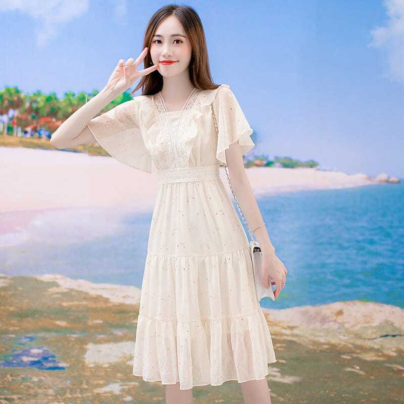 Váy midi Nàng Thơ Cổ Vuông Tay Bồng - Đầm Tiểu Thư Đi Tiệc Xinh Lung Linh